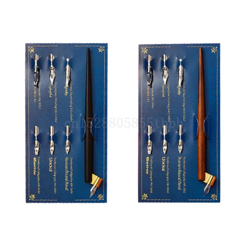 Деревянный держатель для каллиграфии манга + 6 наконечников надписи набор