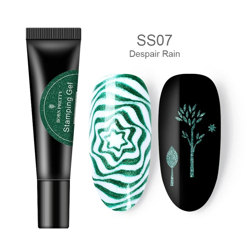 BP-SS07 Цветной Гель-лак BORN PRETTY для стемпинга ногтей, черный, белый цвет, 8 мл, отмачиваемый Гель-лак для ногтей, лак для стемпинга - Цвет: BP-SS07