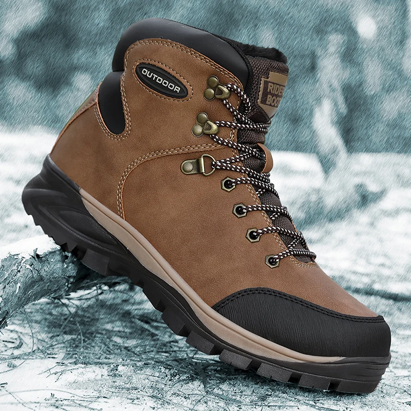 

Men's Martin boots high British boots plus velvet warm boots fashion casual Martin boots winter new boots Joker leather boots
