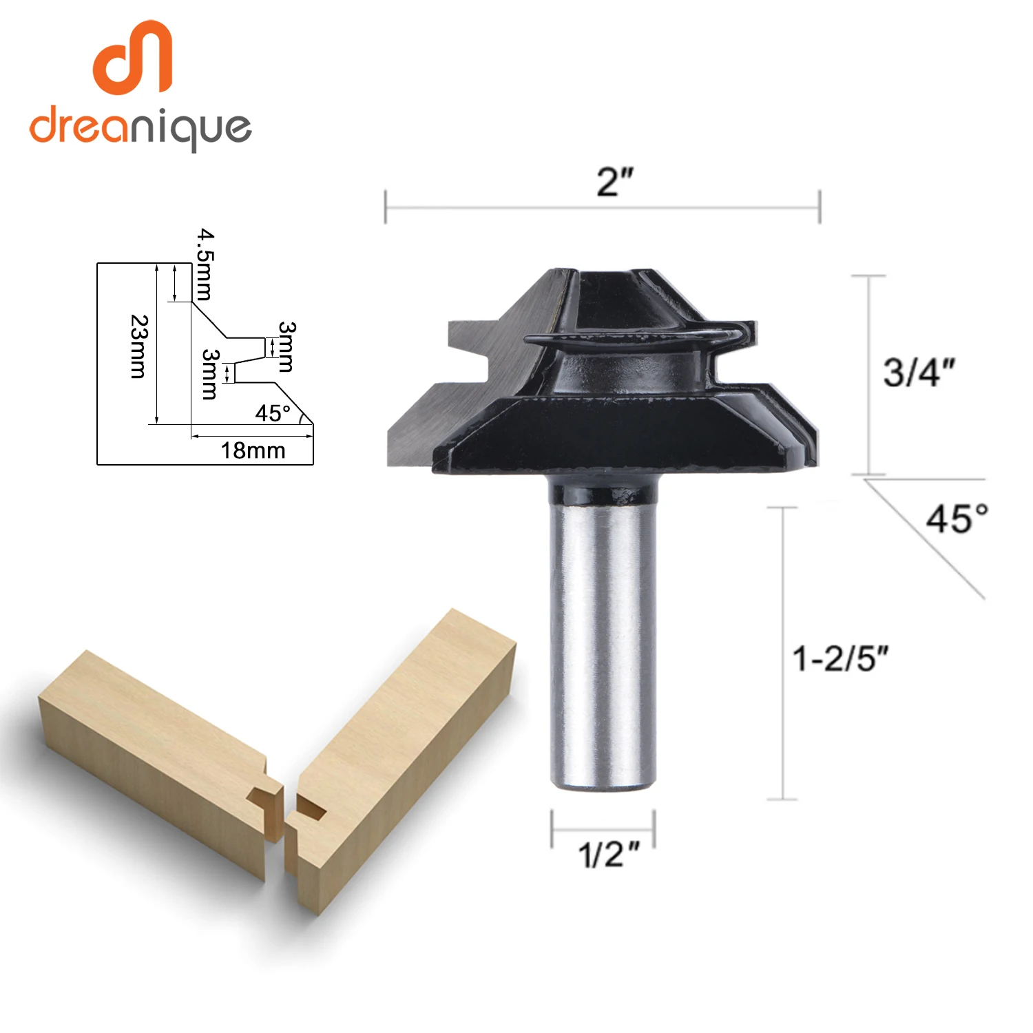 

1 шт., 1 дюйм, хвостовик, 45 градусов, торцовочная фреза, шиповая фреза, инструмент для сверления, фреза для дерева, карбидного соединения, фреза