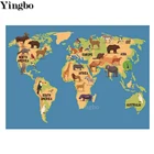 Diy алмазная живопись 5d животные карта мира Алмазная вышивка полный квадратный Круглый сверлильный мозаика мультяшный набор крестиков Декор