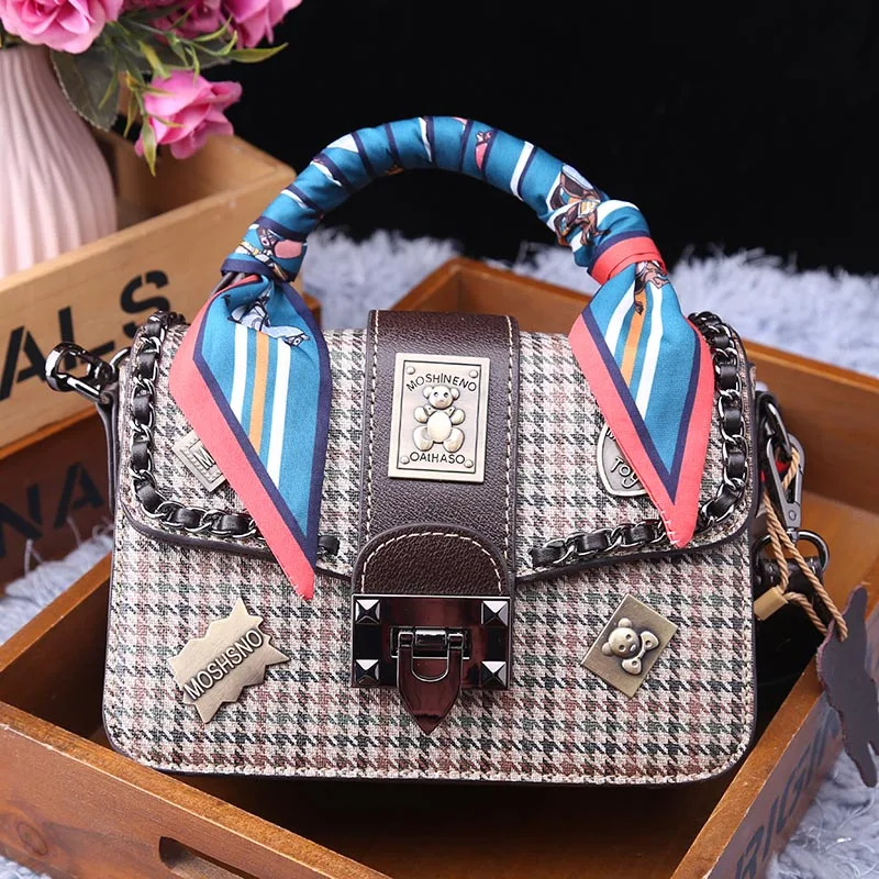 

Genuine Leather Top-handle with Ribbons Handbag for Women 2021 New Trend Box Flap Bag Ladies Single Shoulder Messenger Bag Bolsa