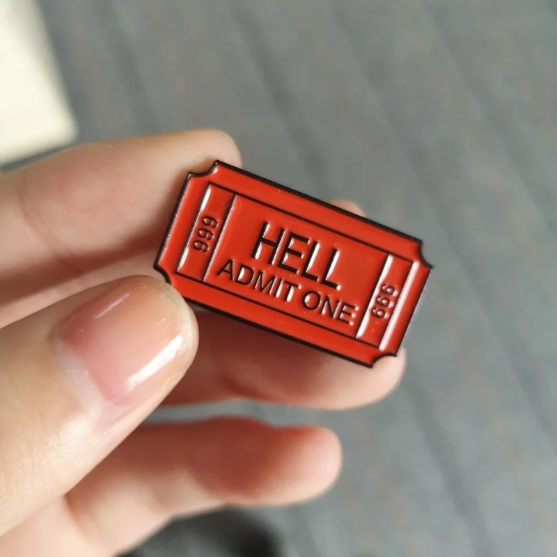 

Gothic Jewelry Hell Admit One 666 Ticket Soft Enamel Pin Lapel Pins Brooch Badge