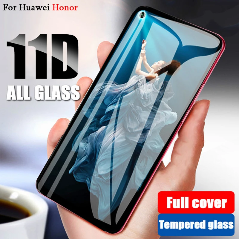 Закаленное стекло 11D с полным покрытием для Huawei Honor 20 Pro 10 Lite 9 Light 10i 9X 8X 8A 8C 8S Play