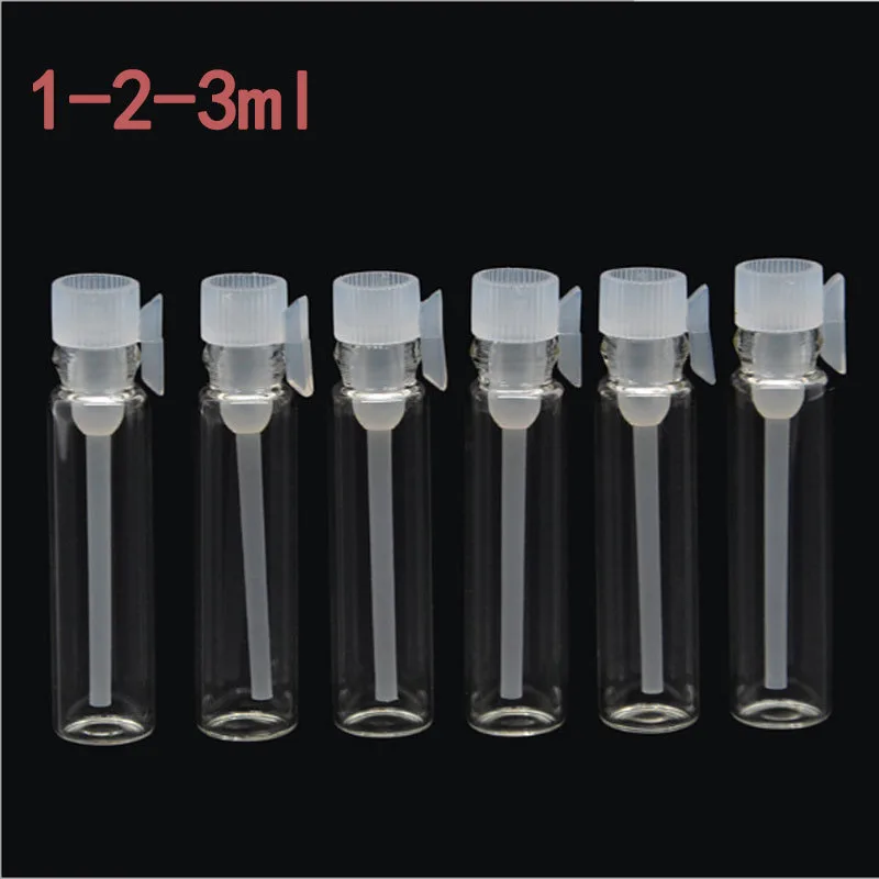 

100pcs 1ml 2ml 3ml Empty Mini Dropper Glass Essential oil Bottles Perfume Small Sample Vials Liquid Aromatherapy Test Containers