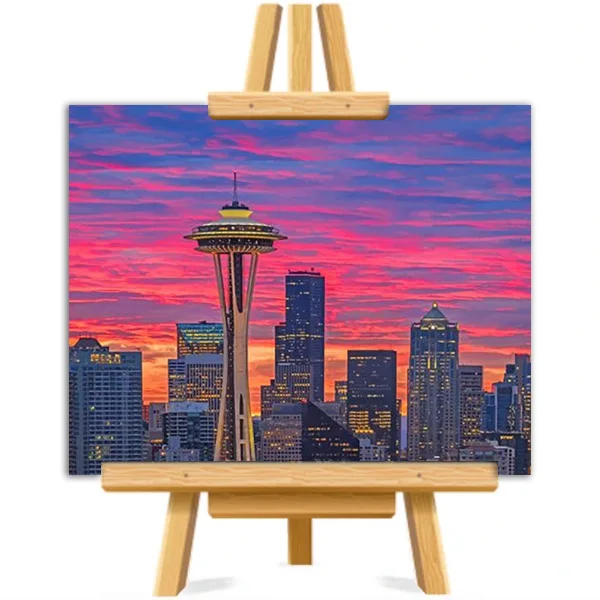 

Space Needle Picture DIY Painting By Numbers Colouring Zero Basis HandPainted Oil Painting Unique Gift Home Decor