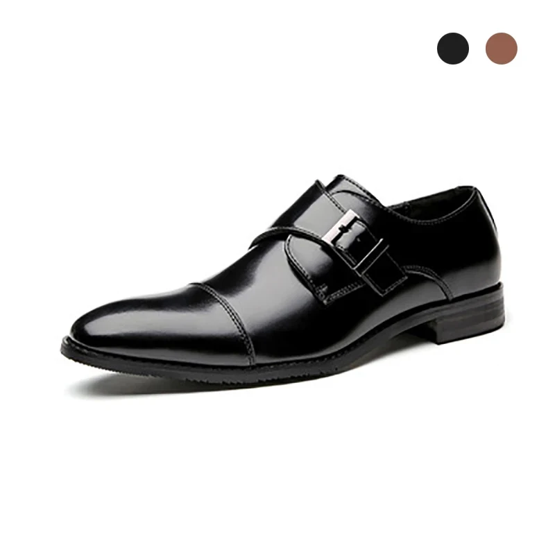 

Single Monk Style Office Black Designer Bridegroom Dress Men Shoes Genuine Leather Handmade Shoes for Best Men