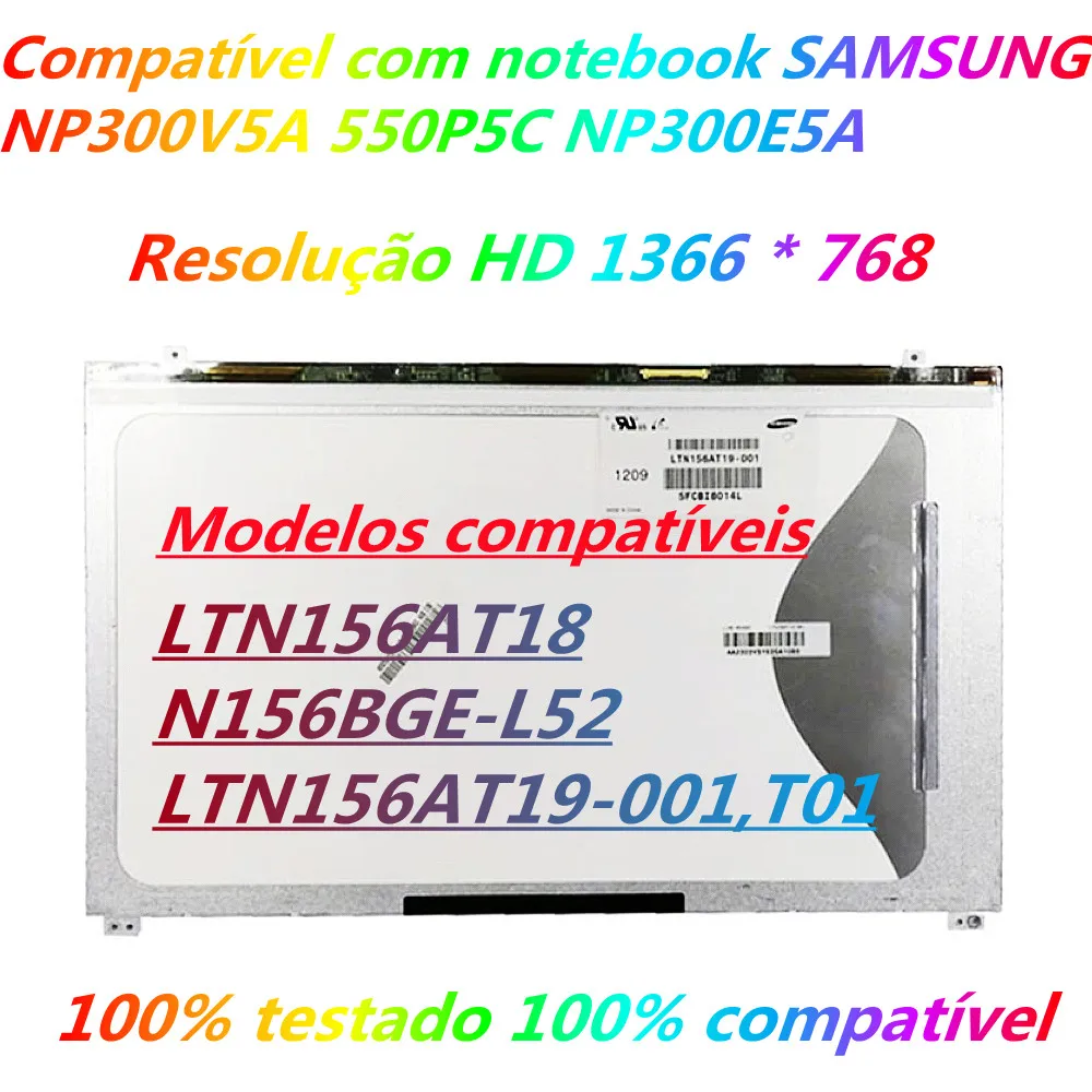 

Nieuwe LTN156at18 15.6 Slim Scherm Voor Samsung Np300v5a 550p5c Np300e5a Draagbare Led Lcd-scherm LTN156AT19 001 501 502