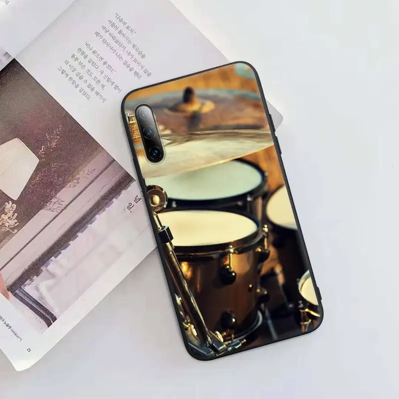 

Musical Instrument Drum Black Silicone Mobile Phone Case Cover For Huawei Y6 Y7 Y9 Prime 2019 Y9s Mate 10 20 40 Pro Lite Nova 5t