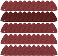 100pcs 6 hole triangle sanding pads 3 34 hook and loop sandpaper assorted grit