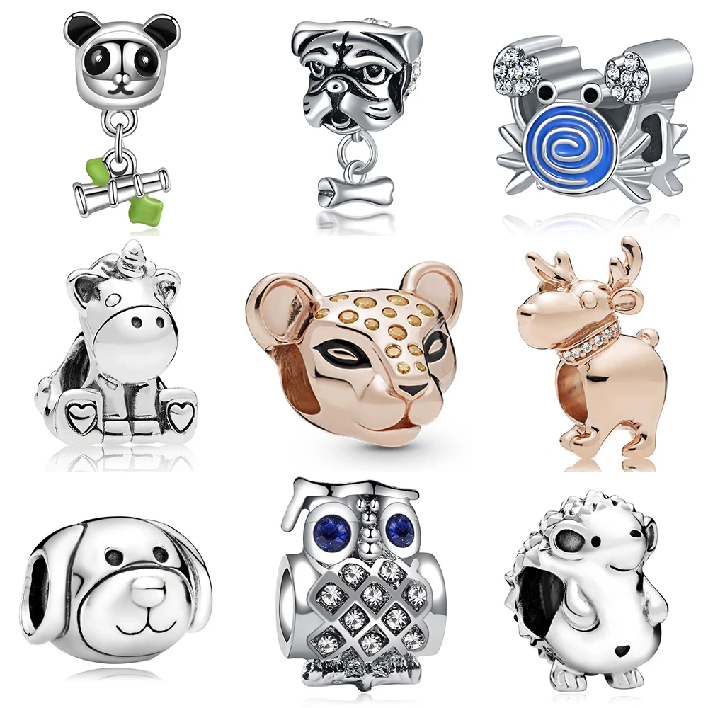 Животные амулеты Ежик Единорог лося кулон из бисера diy ожерелье и браслет fit pandora