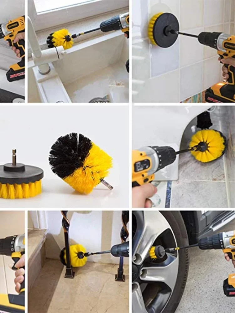 

Drill Brush All Purpose Cleaner Scrubbing Brushes for Bathroom Surface Grout Tile Tub Shower Kitchen Auto Care Cleaning Tools