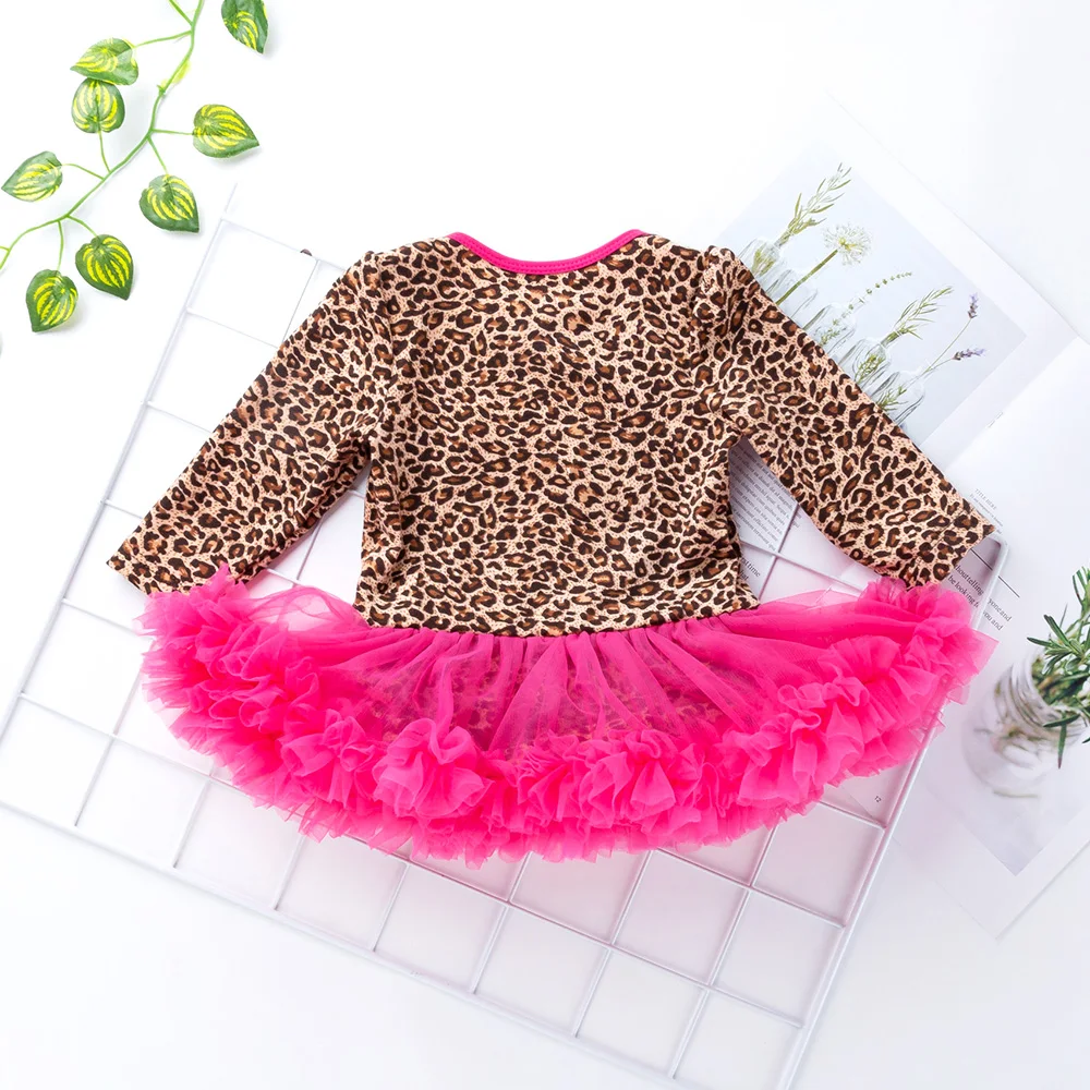 Детский комбинезон с длинным рукавом юбка-пачка леопардовым принтом и
