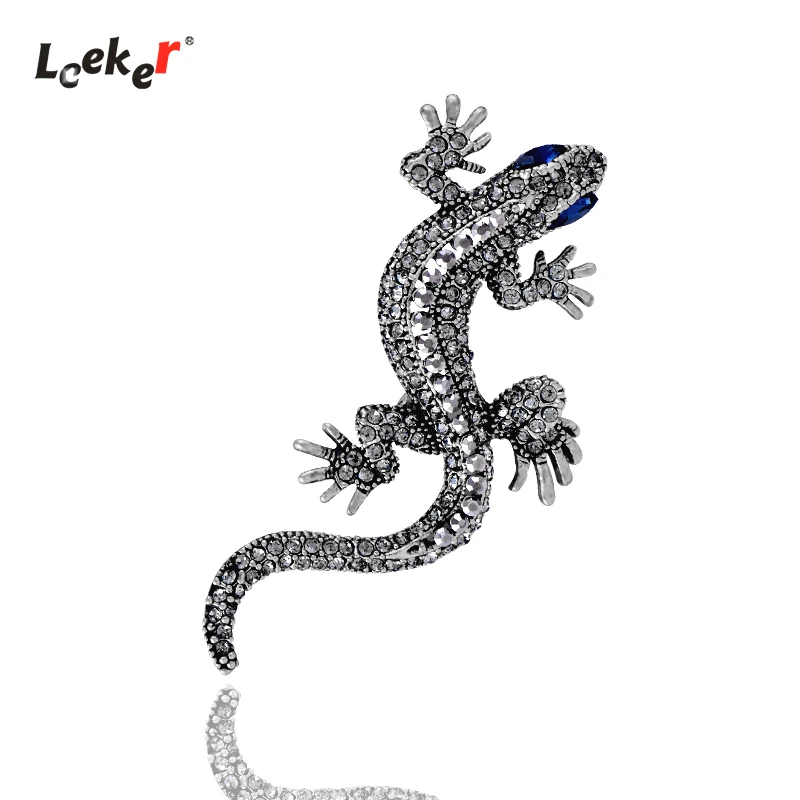 LEEKER блестящие стразы брошь ящерица для Для женщин Винтажная с булавкой ювелирные