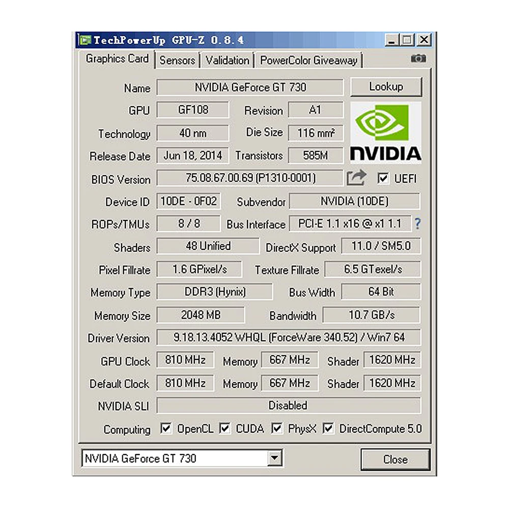 Видеокарта NVIDIA GeForce GT730 2GB DDR3 DVI VGA HDMI PCI-E низкопрофильная Видеокарта новая