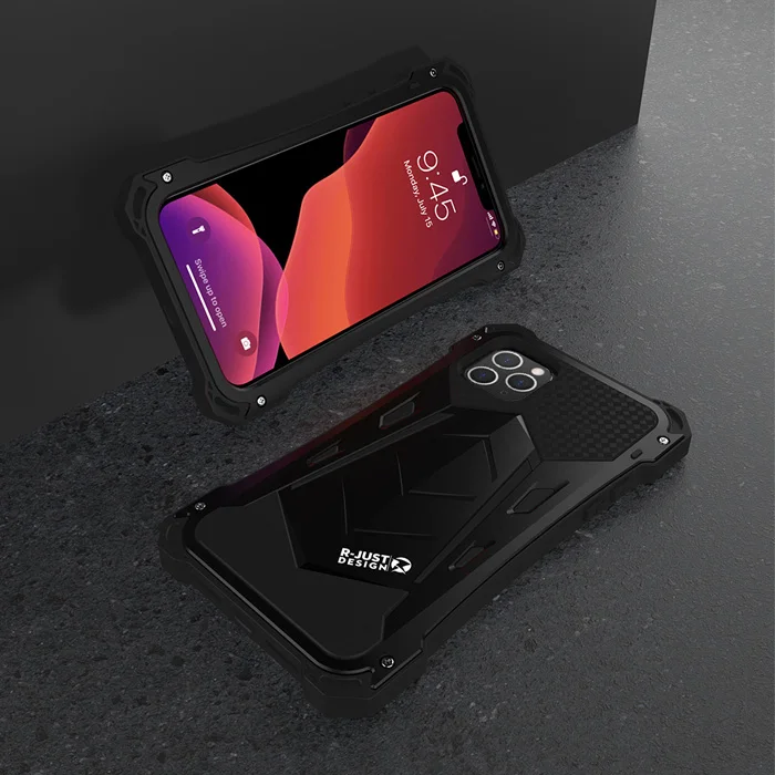 Full Black Для iPhone 11 Pro Max чехол Роскошный Алюминиевый сплав ТПУ Гибридный сверхмощный противоударный Броня чехол для телефона iPhone 11 задняя крышка - Цвет: Full Black