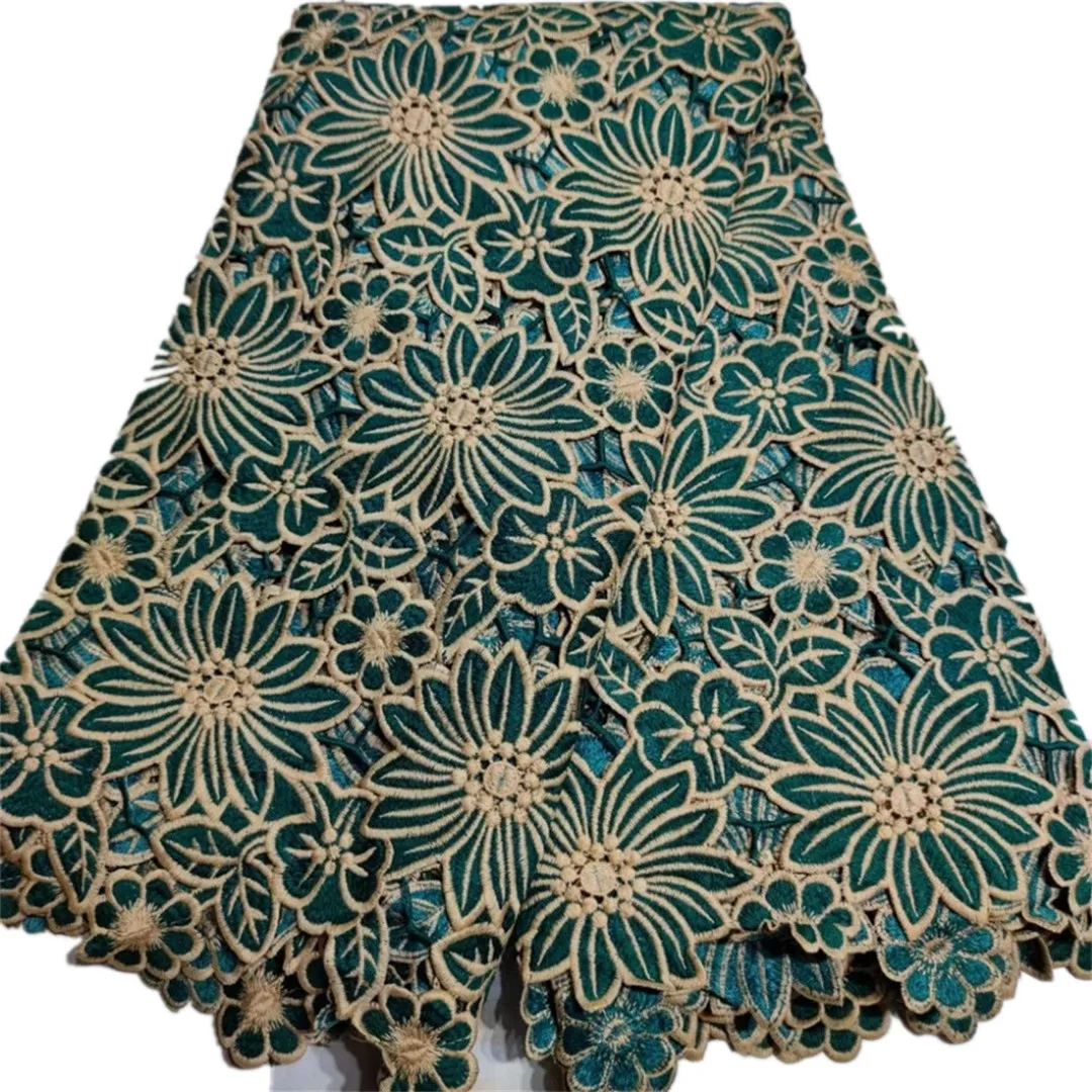 Кружевная ткань молочного шелка новейшая африканская гипюровая кружевная