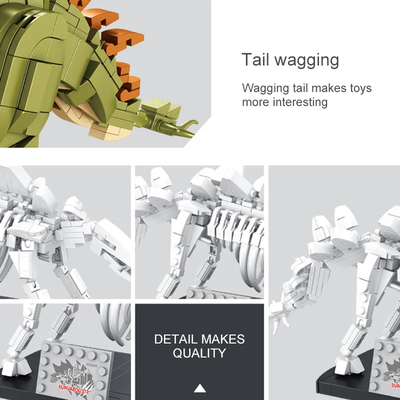 

894Pcs Cretaceous Dino Stegosaurus And Fossil Building Blocks Jurassic Dinosaur Worlds Model Bricks Educational Toys For Kids