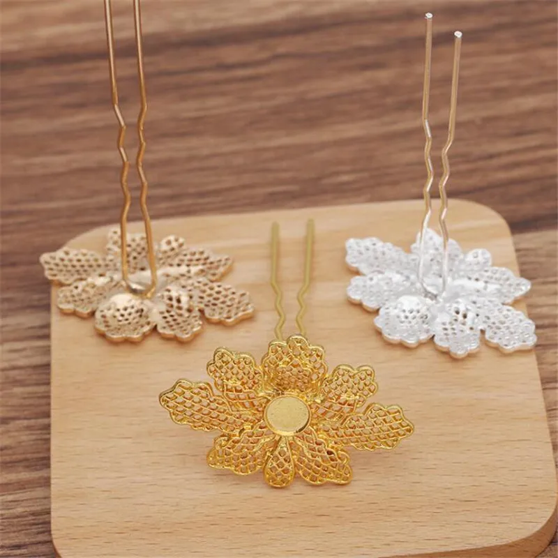 

DIY Jewelry Accessories Alloy Headdress Materials Flower Slice Charms For Jewelry Making Hairpin