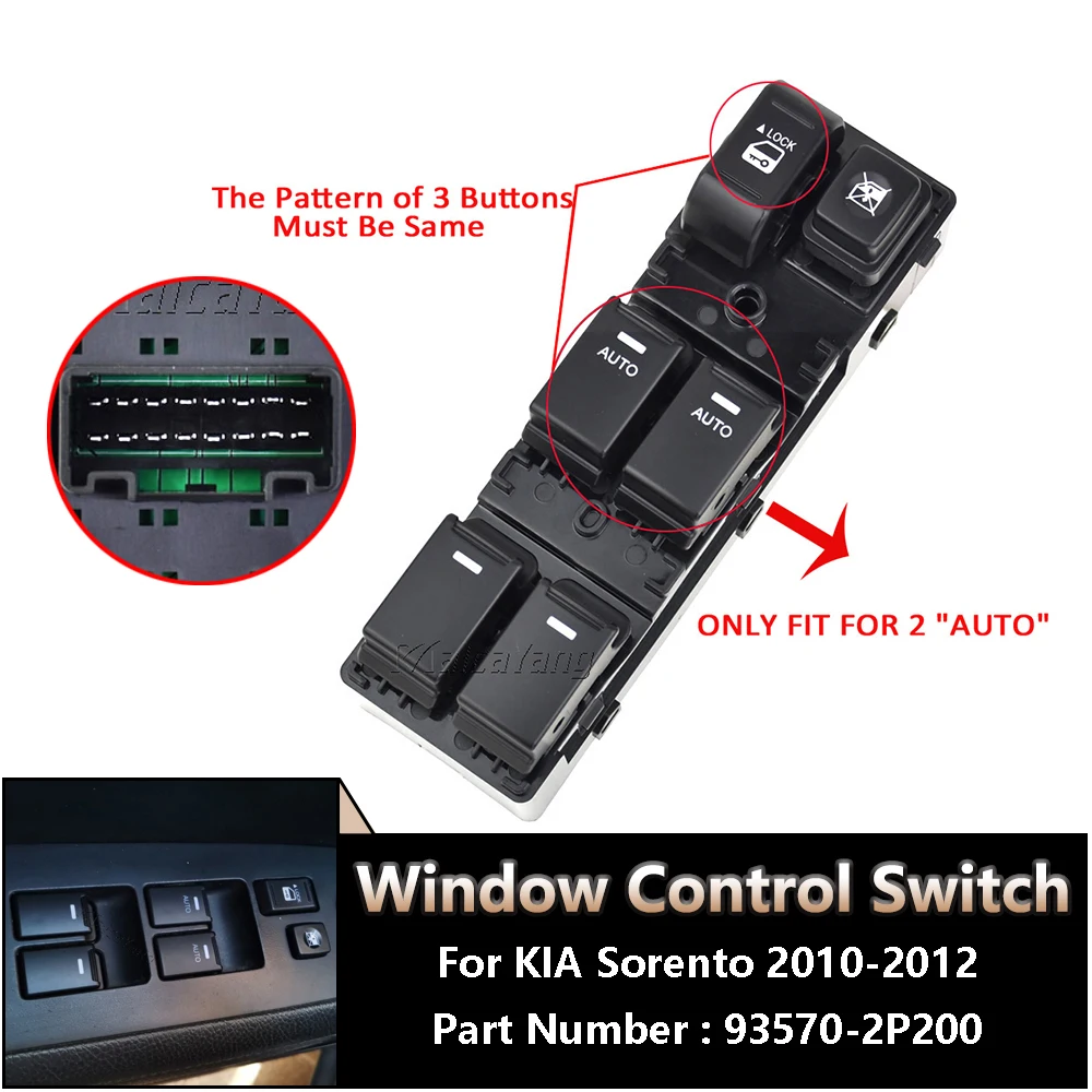

Front Left Power Window Switch Parts 93570-2P200 935702P200 For KIA Sorento 2010 2011 2012 93573-2P200 935732P200 Car Styling