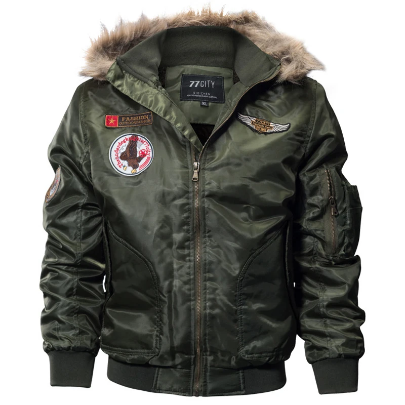 

Hot Sale Parka Men Winter Cotton-Padded Jacket Men Casual Thick Warm Parkas Mens Army Military Pilot Outerwear Coat Wholesale