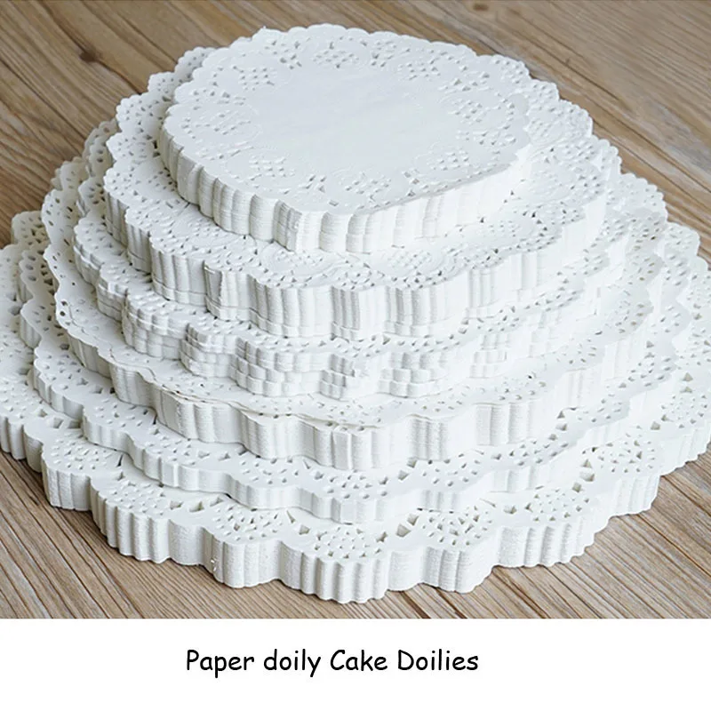 100pcslot white round paper placemat baking paper coaster food grade lace paper party decoration pad paper cake decoration free global shipping
