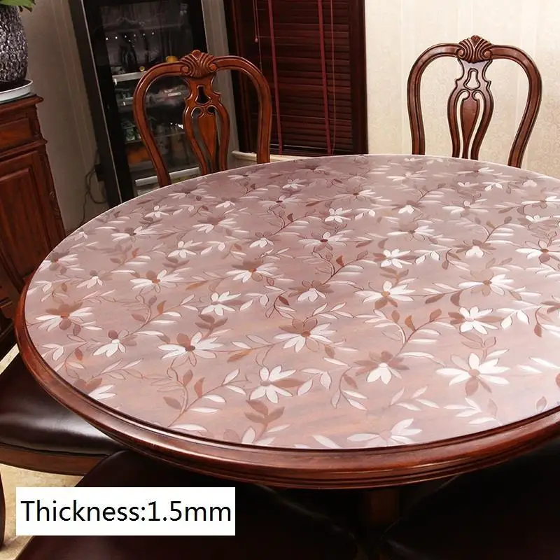 

Transparent Mantel Obrusy Na Tafel Kleed Plastic Shabby Chic Round Redonda Tablecloth Cover Toalha De Mesa PVC Nappe Table Cloth