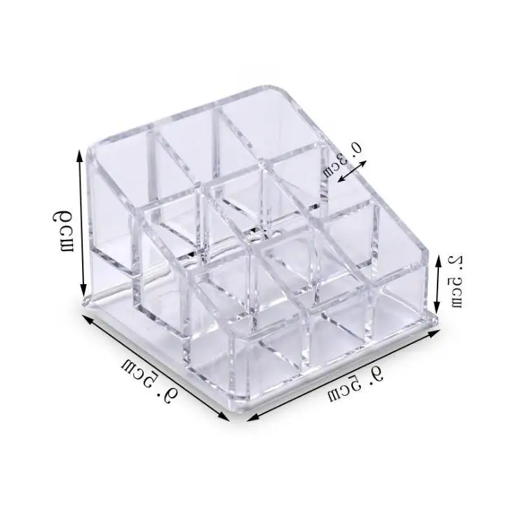 

50pcs/lot 9 Grid Acrylic Makeup Organizer Storage Box Cosmetic Lipstick Jewelry Case Display Stand Make Up Tools Brush Holder
