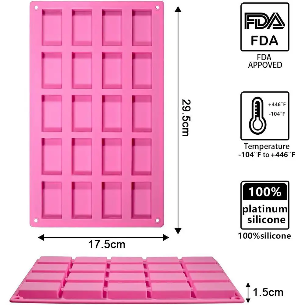Прямоугольная форма для мастики шоколадных конфет 20 отверстий силиконовая