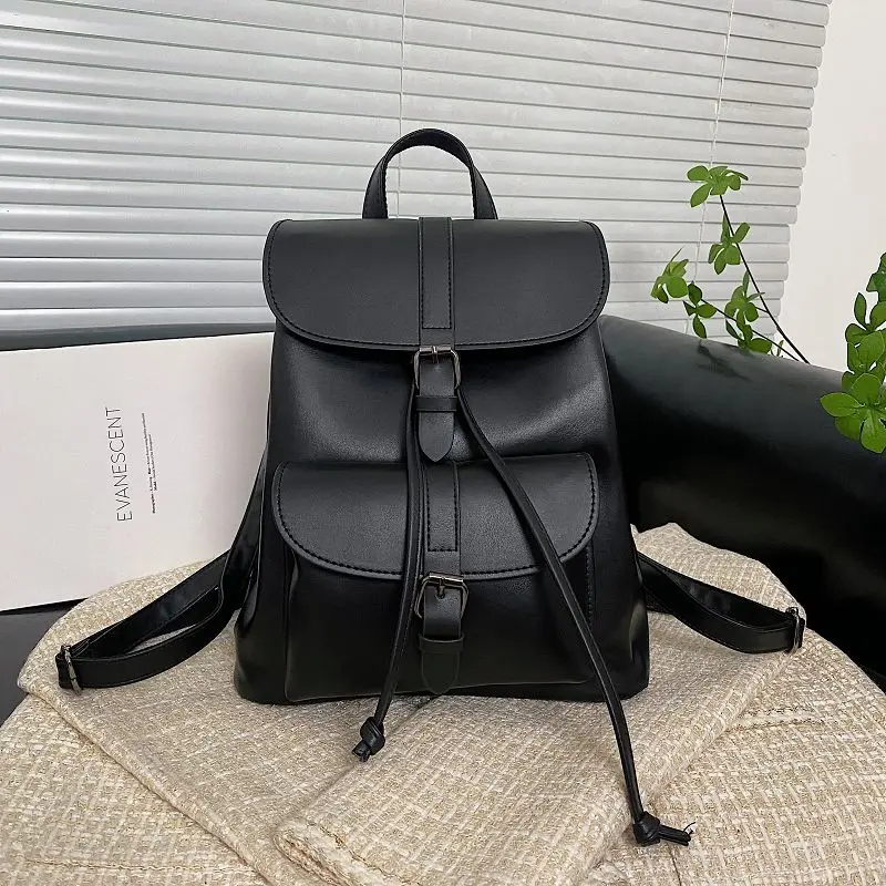 

2021 new fashion ladies backpack soft PU texture smooth interior large capacity student outdoor travel essential storage bag