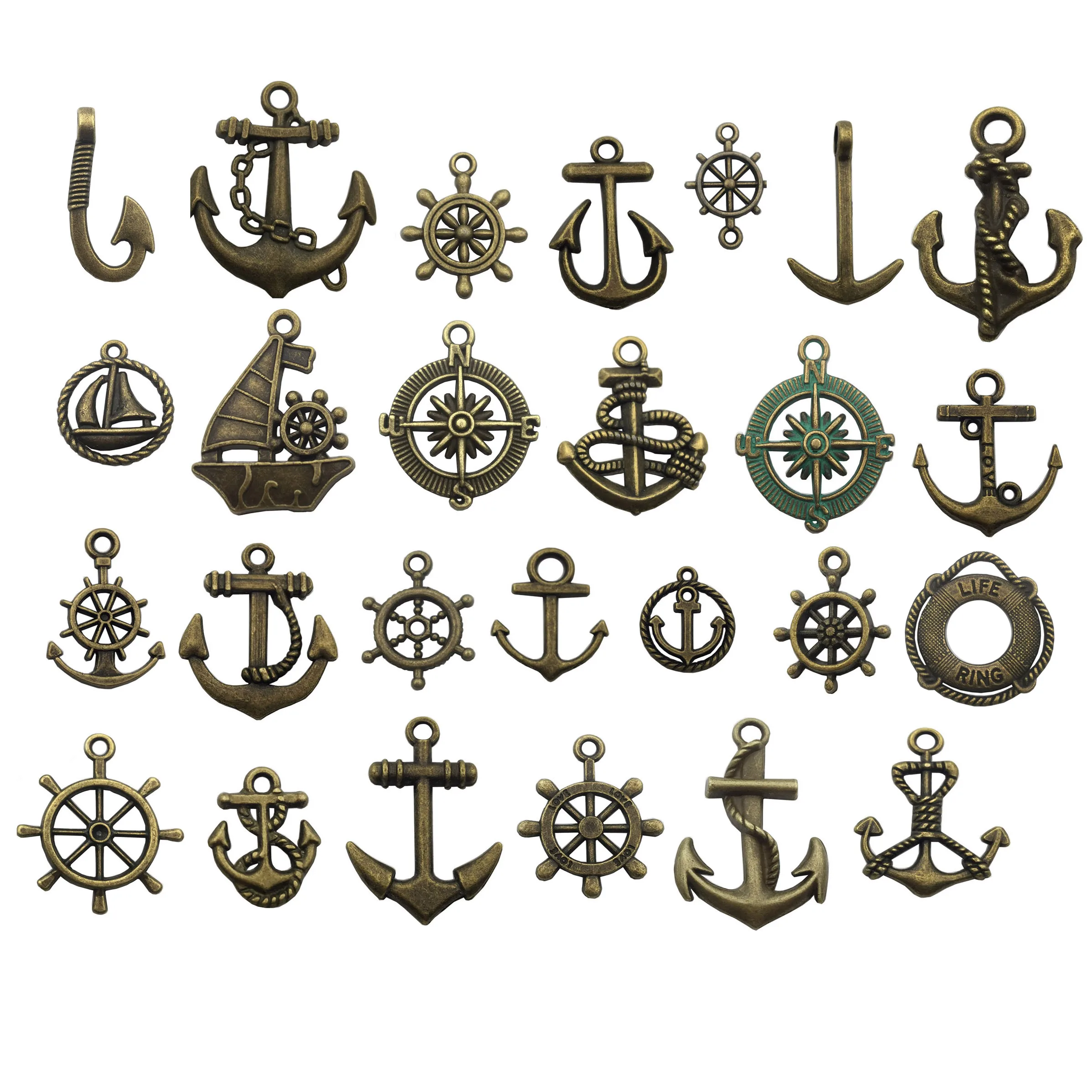 50 шт. принадлежности для рукоделия подвески в виде якоря под античную бронзу на