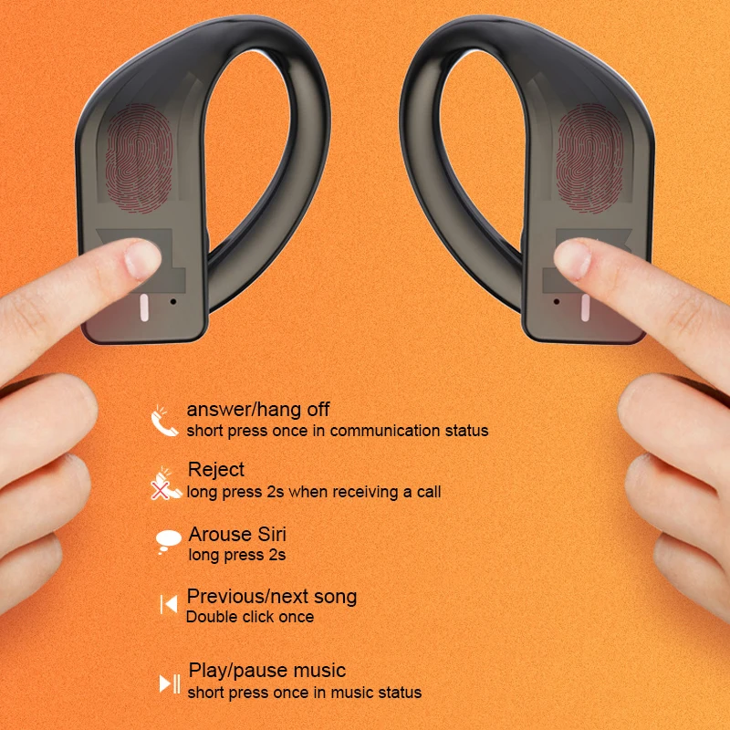 Силикагель TWS Bluetooth наушники 5 0 9D стерео беспроводные сенсорное управление IPX7