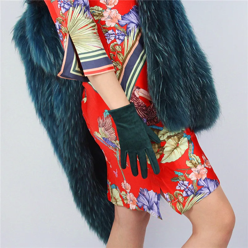 21 см из замши женские короткие перчатки Короткая секция ткани имитирующий