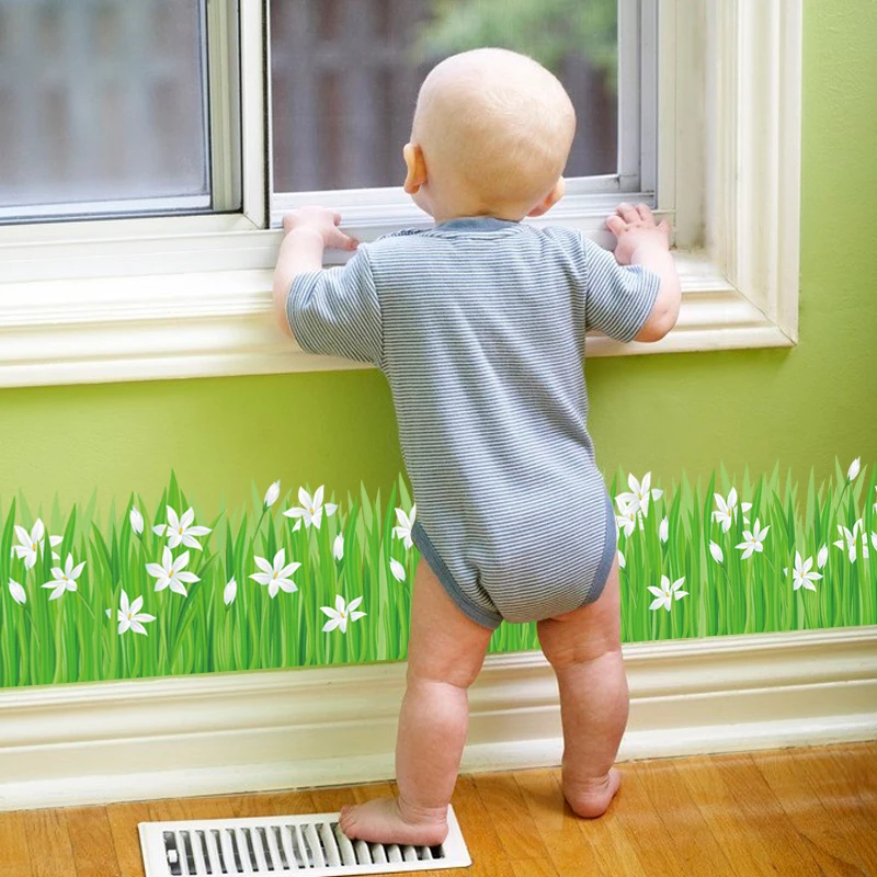 Линия стопы Baseboard крышка Настенная Наклейка угловые наклейки зеленая трава украшение для дома бабочки DIY виниловое панно для стекла гостиной