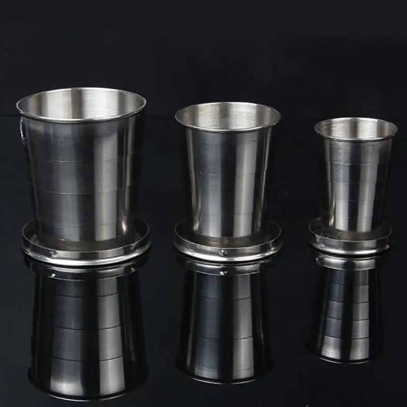 Стальная Портативная Складная складная телескопическая чашка для путешествий