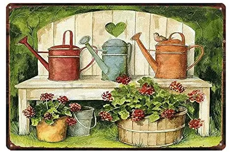 

Vintage Metal Sign Tin Sign Garden Lavender Flower Home Bar Garden Restaurant Wall Decor Sign 12X8Inch