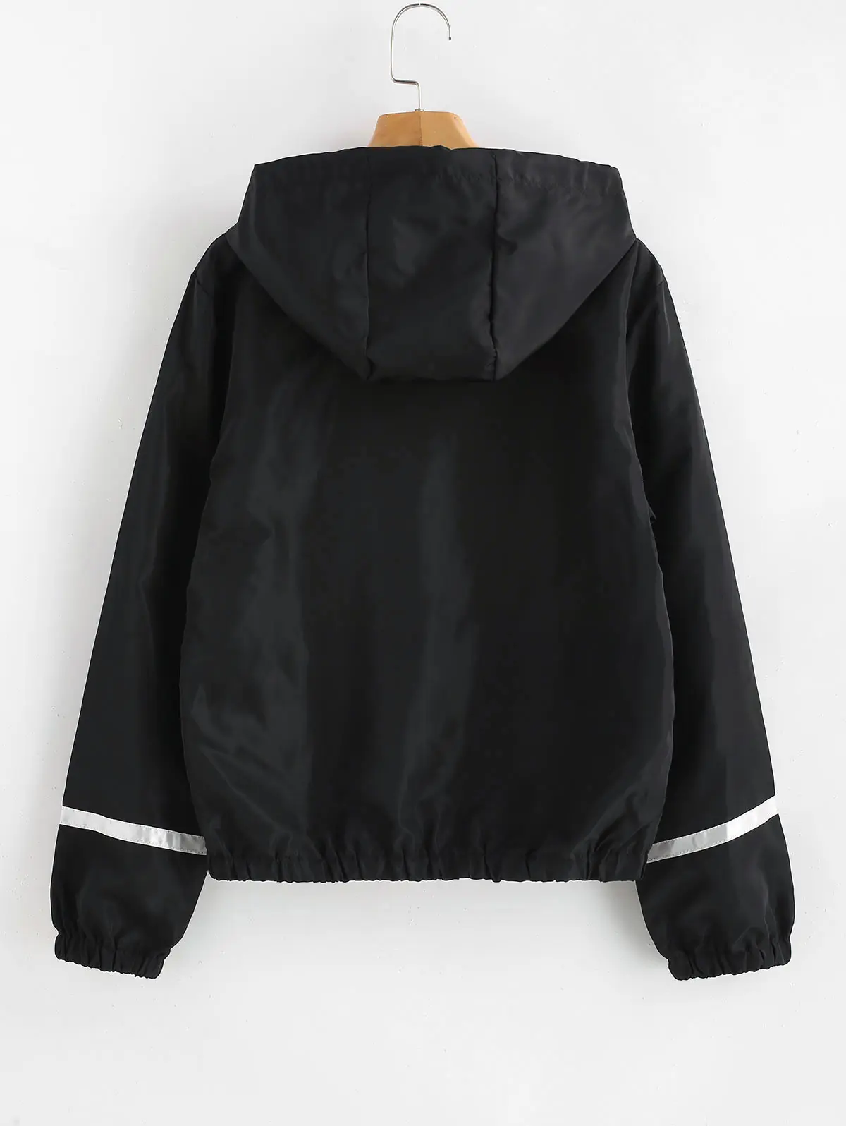 ZAFUL Stripe Panel Windbreaker Jacket Zipper Autumn Women Streetwear Wide-waisted Hooded 2019 lace Up Long Sleeve | Женская одежда