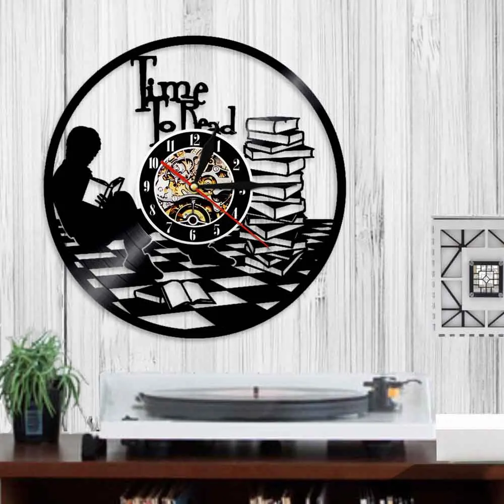 Настенные часы с мотивами времени чтения виниловые уникальные настенные