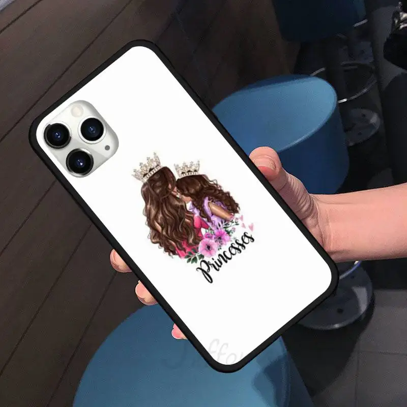 

Baby Mom Girls love pink cartoon Phone Case for iPhone 11 12 pro XS MAX 8 7 6 6S Plus X 5S SE 2020 XR Soft silicone