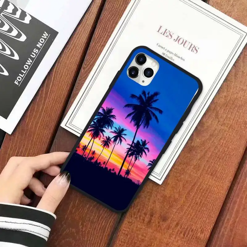 

Summer beach sunset palm trees Phone Case for iPhone 11 12 pro XS MAX 8 7 6 6S Plus X 5S SE 2020 XR