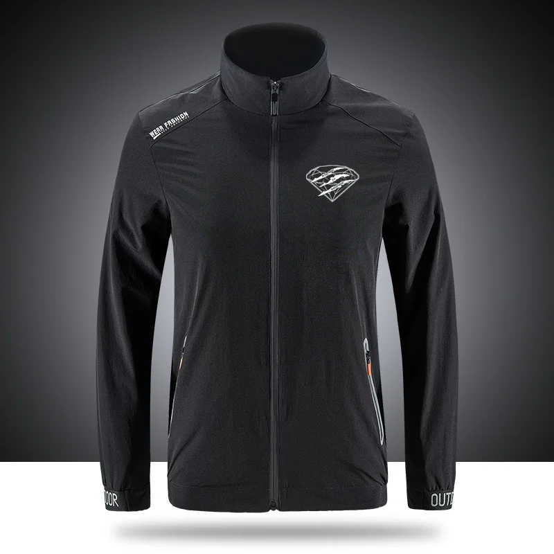 

Black Diamond jackets Breathable Brand Jackets Men's Outdoor Zippered Light Soft Fashion Front Printing sportswear jackets N028