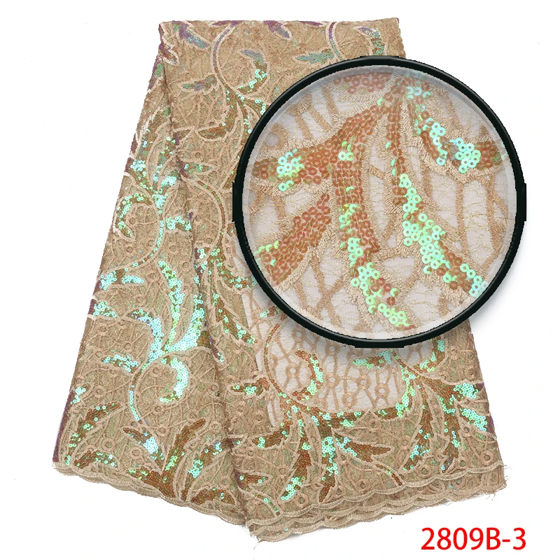 

Hot Selling Nigerian Mesh Lace Fabric With Sequins 2019High Quality African Embroidered Lace Fabric French Net For DressAMY2809B
