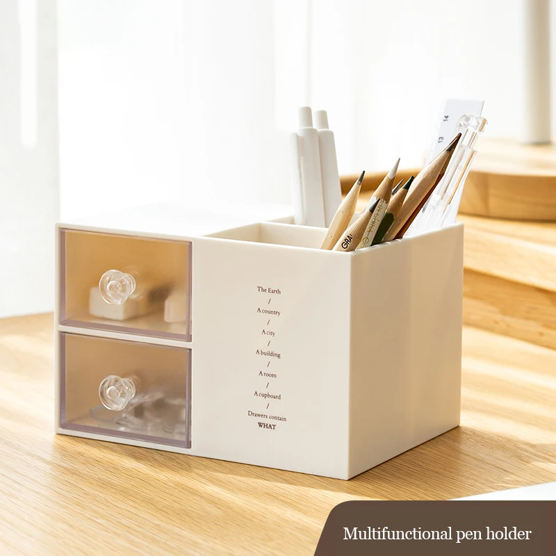 

Держатель для ручек с ящиками, школьный Настольный органайзер большой емкости, коробка для хранения, ящик для макияжа, многофункциональные ...