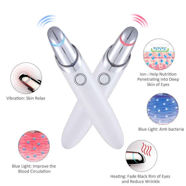 Mini Eye Beauty Instrument Eye Massager Red and Blue Eye Care Beauty Eyeliner Wireless USB Lifting and Firming Eye Massager Pen