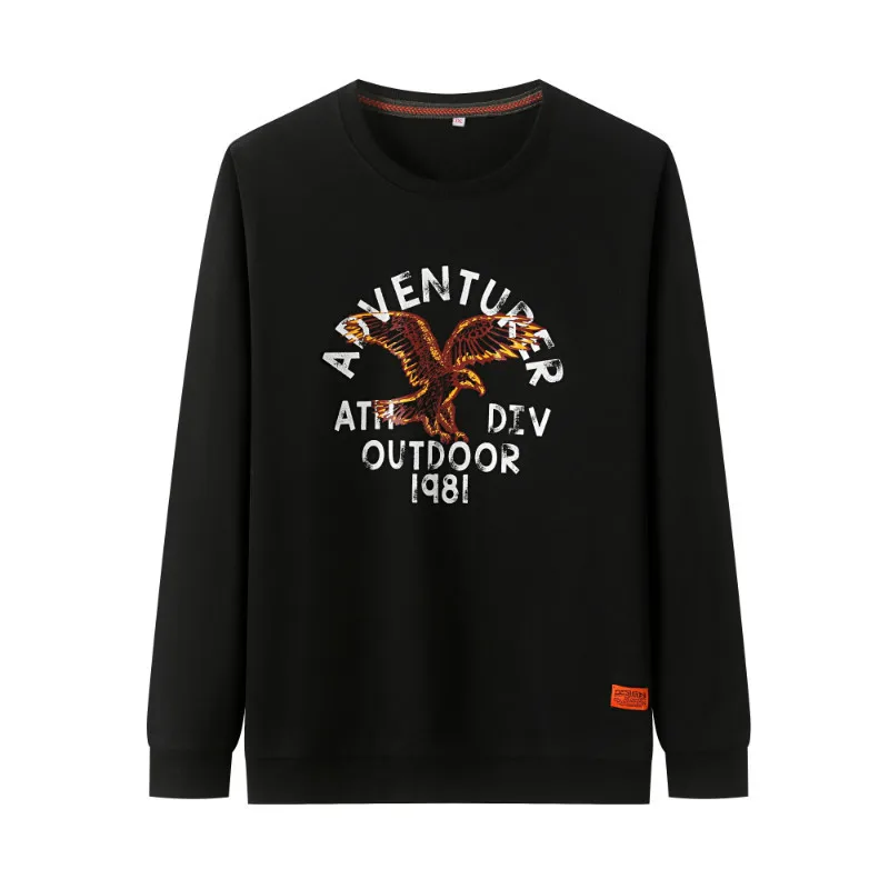 Autumn 2020 new men s fat black round neck printed sweater