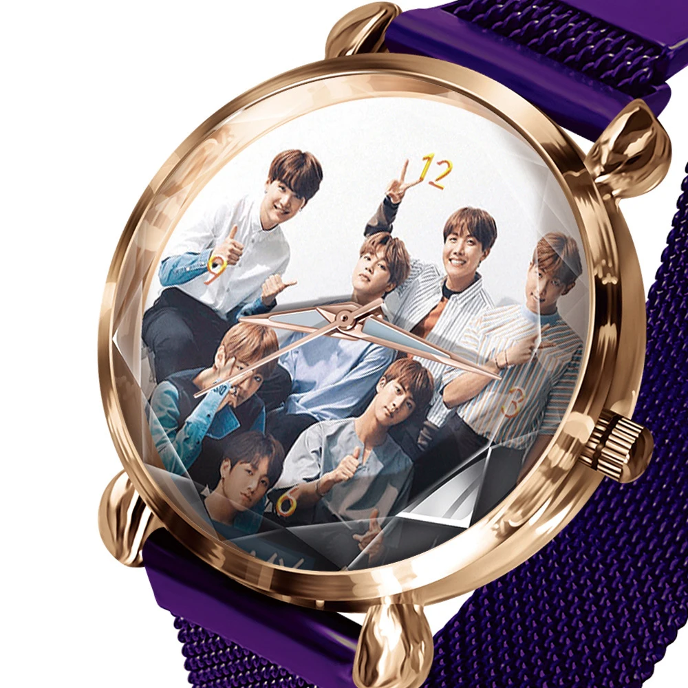 Часы наручные BT21 женские/мужские кварцевые модные из нержавеющей стали с