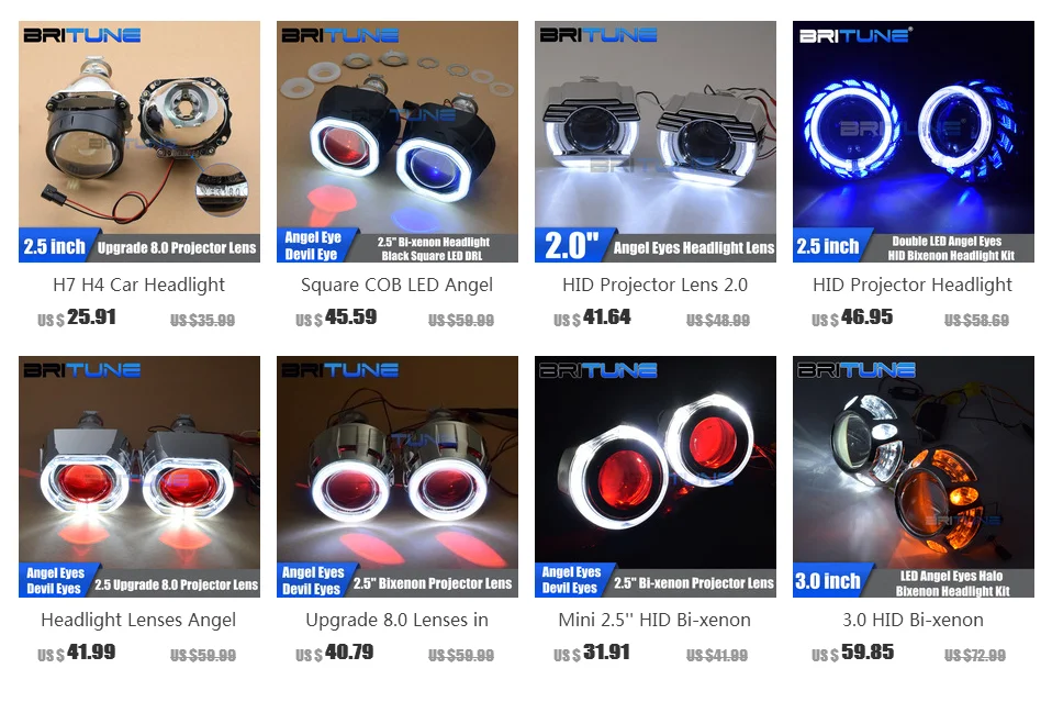 Линзы фар Bi-xenon HID объектив проектора 2,5 Двойные квадратные глаза ангела CCFL DRL для H7 H4 автомобильные аксессуары модифицированное использование H1 Xenon