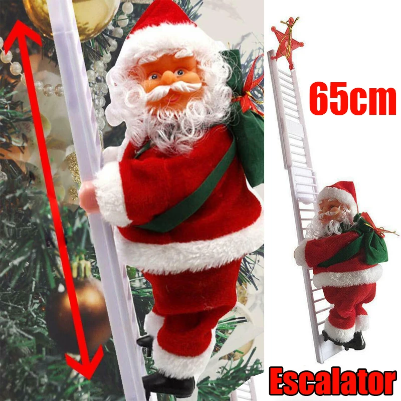 Escalera de escalada el&eacute;ctrica para Navidad, adornos navide&ntilde;os de Pap&aacute; Noel, decoraci&oacute;n colgante para &aacute;rbol de Navidad con m&uacute;sica, juguetes para ni&ntilde;os, regalos 2022-1