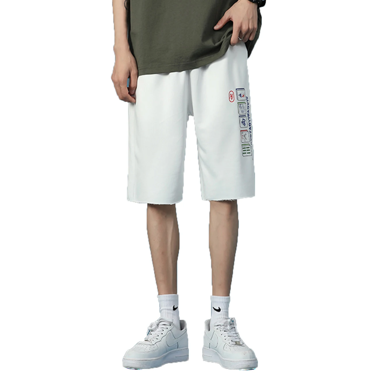 

Joggers Pockets Baggy Pant Hip Hop Cargo Shorts Streetwear 2021 Summer Casual Short Lattice Doodle Mahjong Shorts Oversized