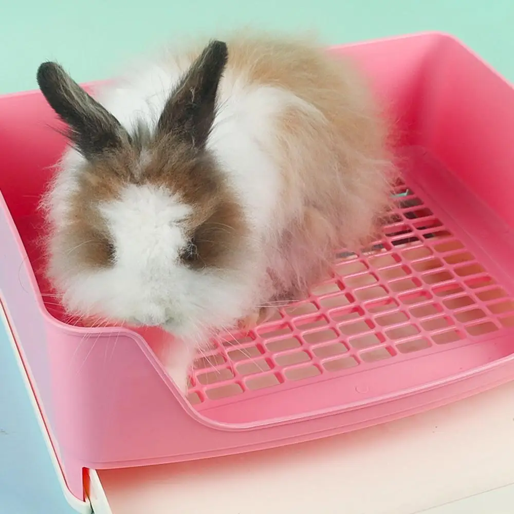 

Rabbit Potty Pet Rabbit Splash-proof Litter Mesh Box Potty Trainer with Drawer Corner Toilet Pet Products Home Garden 2021